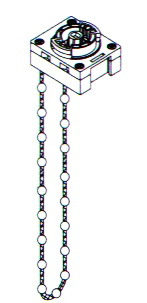 Схема роторно цепочного механизма для карнизов Decomatic.