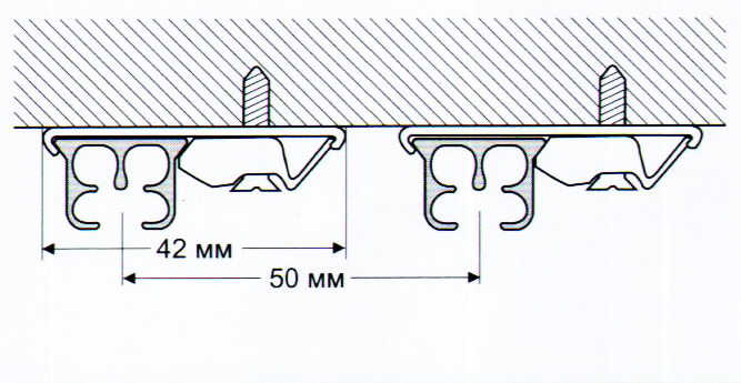 Схема потолочного крепления карнизного профиля CKS.
