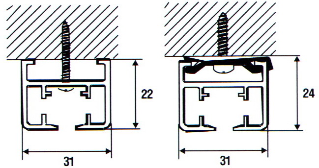 Схема профиля для тяжелых штор Trietex.