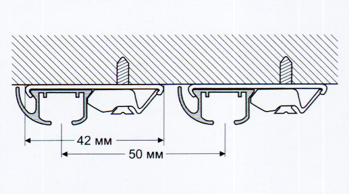 Схема потолочного крепления профиля DS.